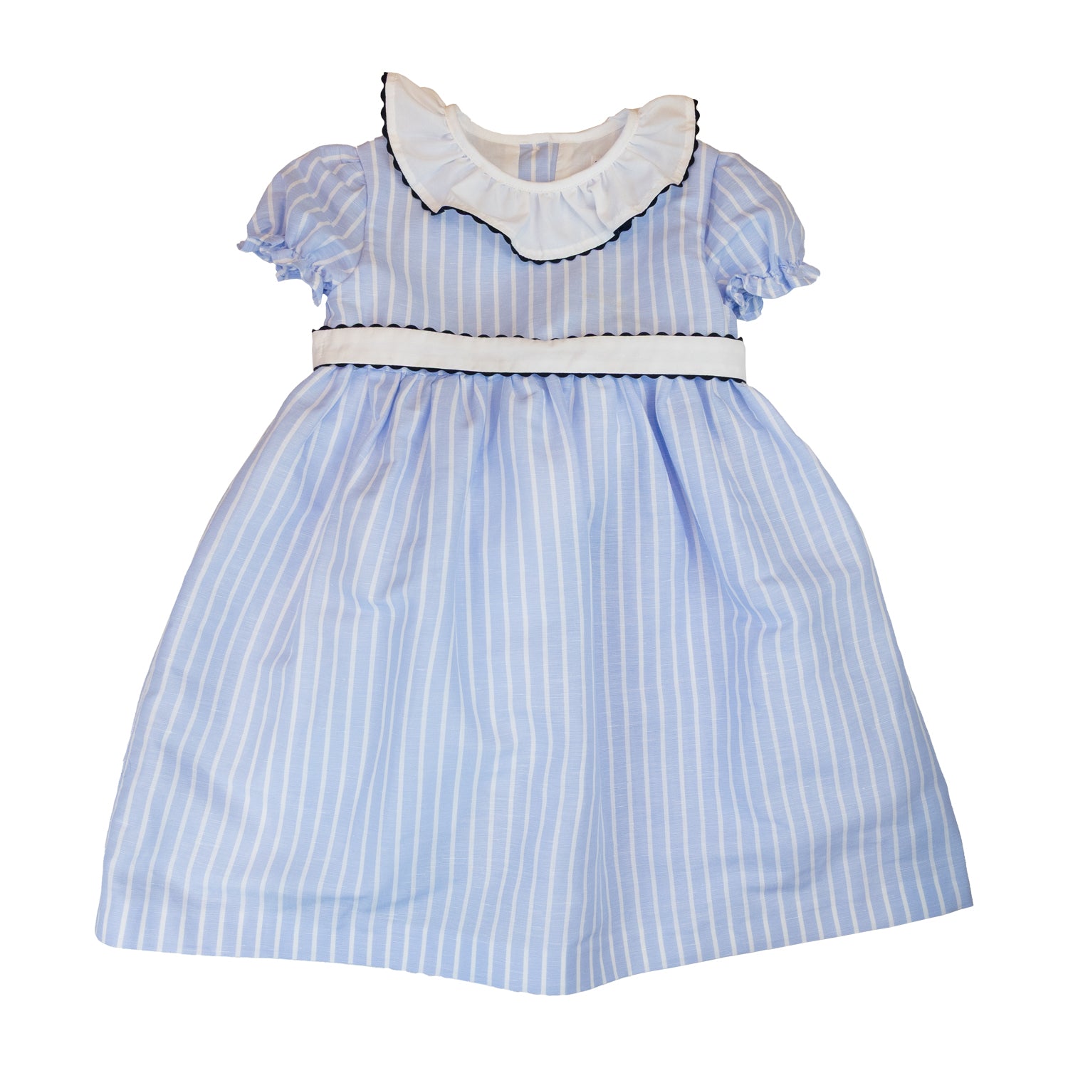 Girl Light Blue & White Stripe Linen Dress
