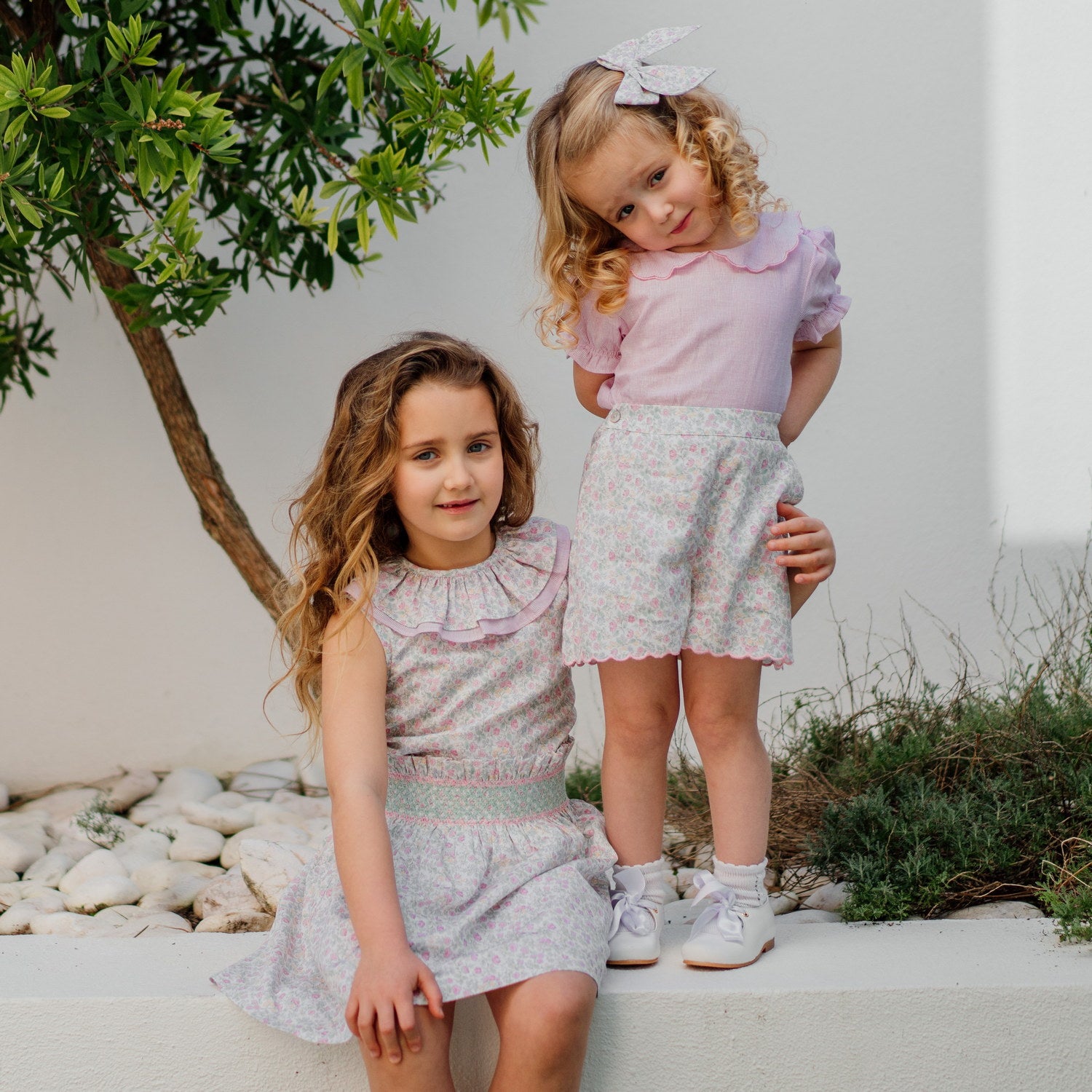 Girl Rosebud Green Hand Smocked Skirt