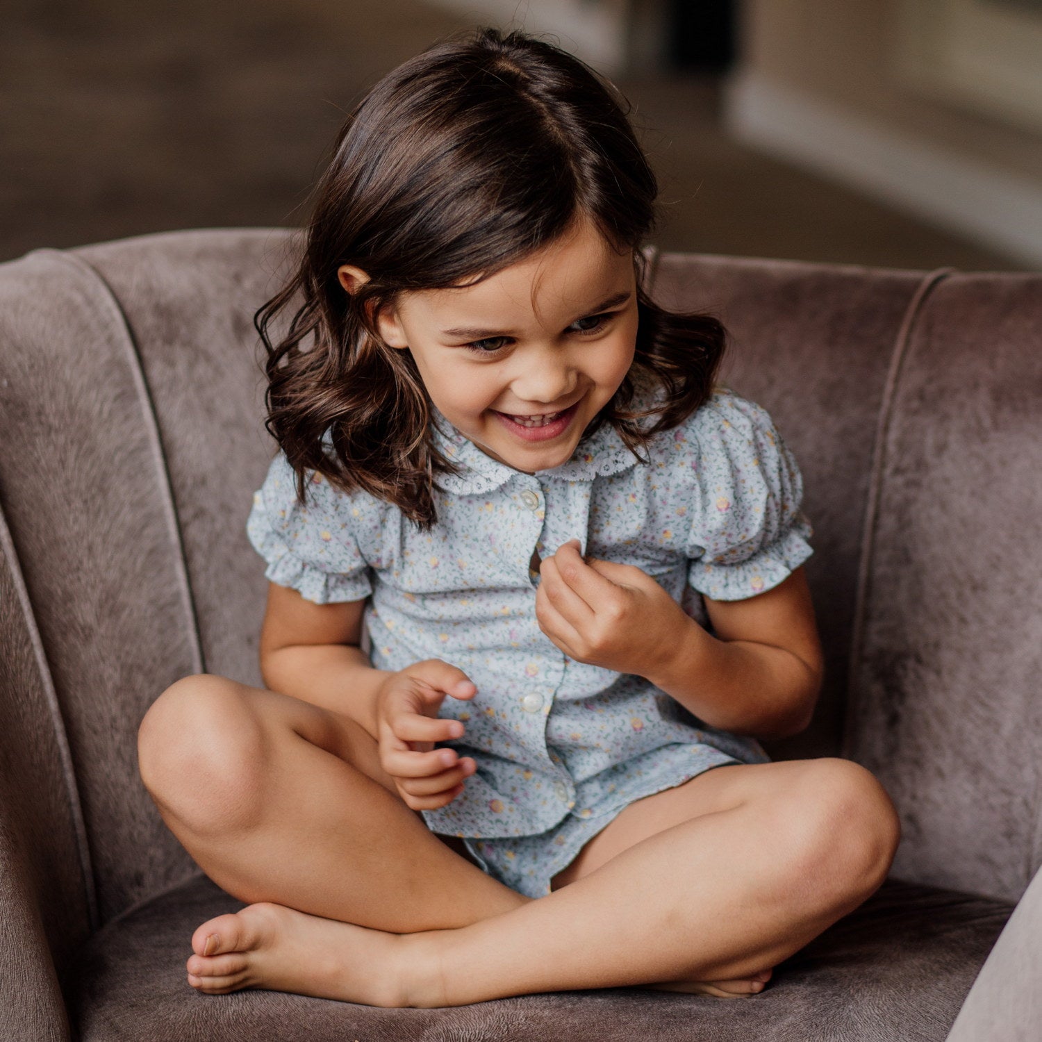 Girl Ditsy Blue Floral Pyjama