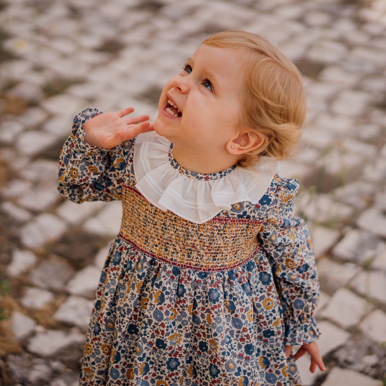 Girl D'Anjo Liberty Hand Smocked Dress