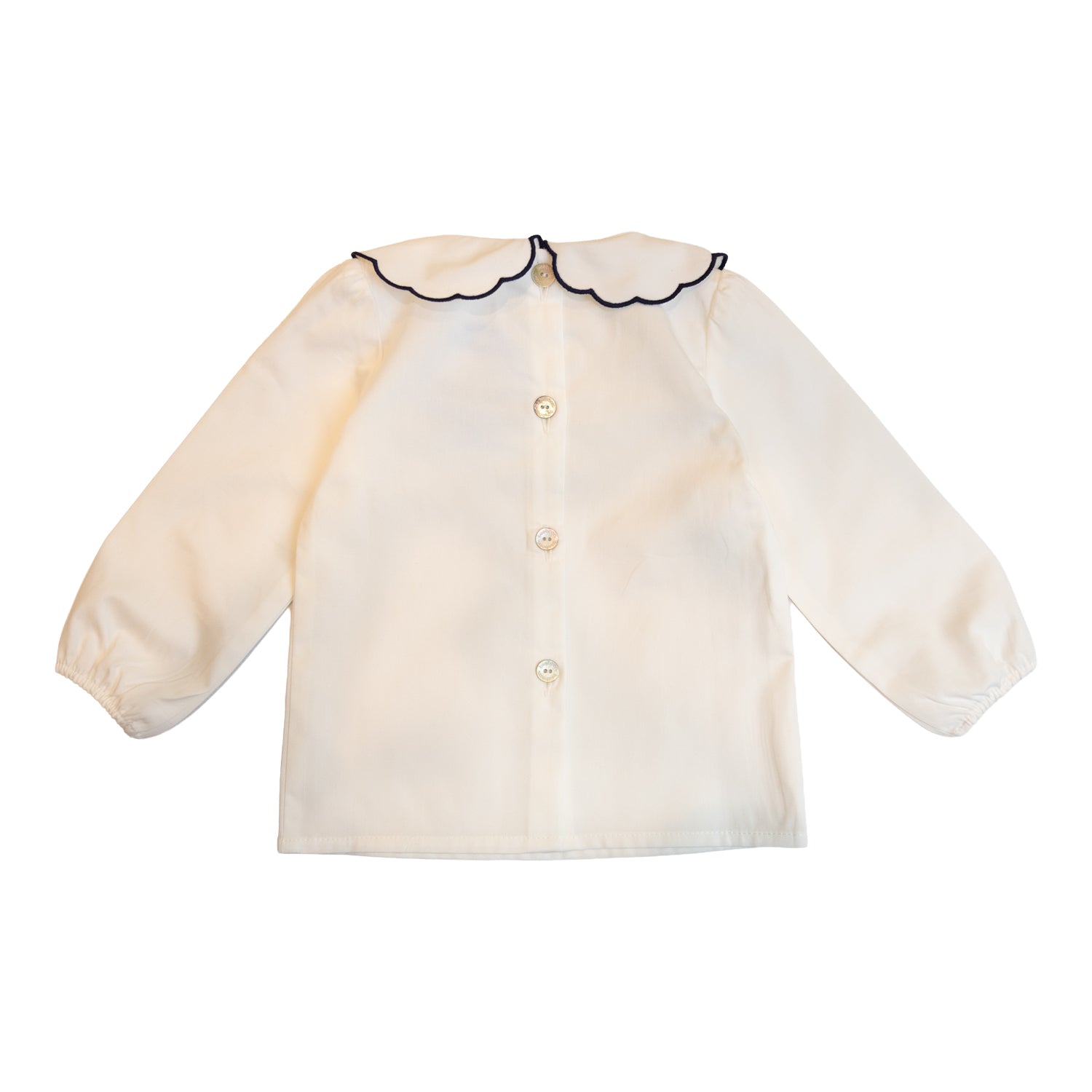 Girl Navy Scallop White Blouse
