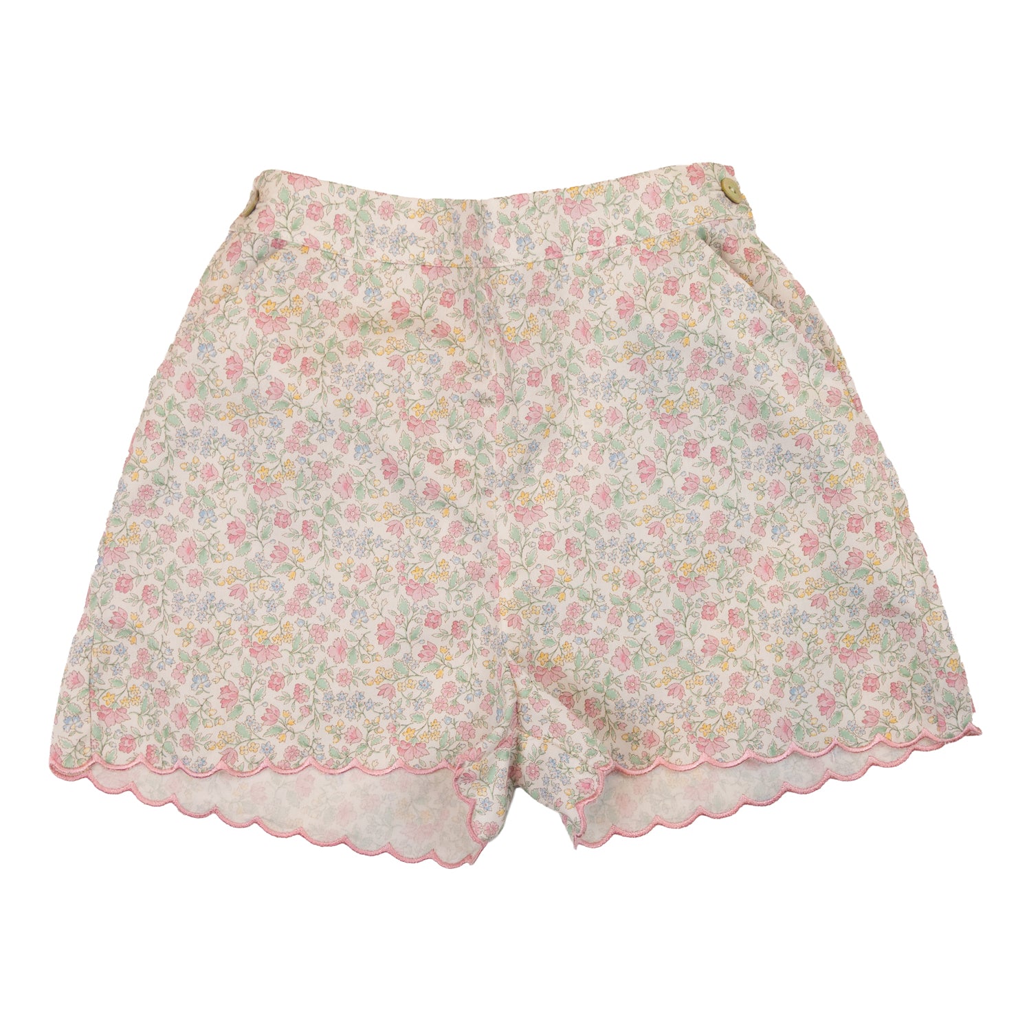 Girl Rosebud Green Scalloped Shorts