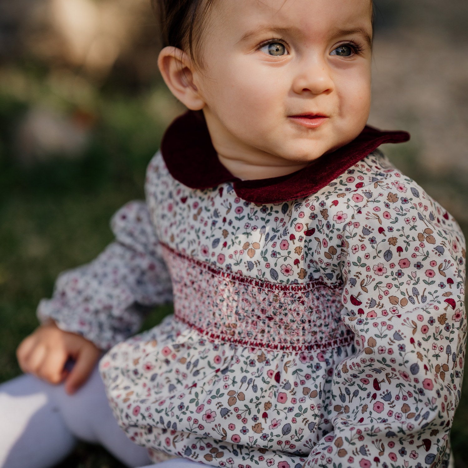 Girl Strawberry Floral Hand Smocked Dress