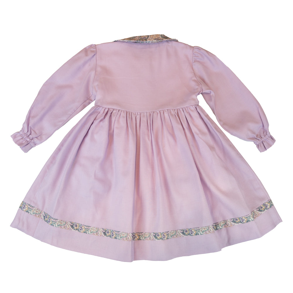 Girl Lilac Wool Button Down Dress