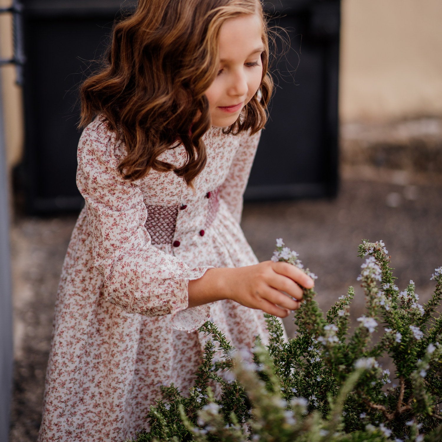 Girl Whispering Rose Hand Smocked Dress
