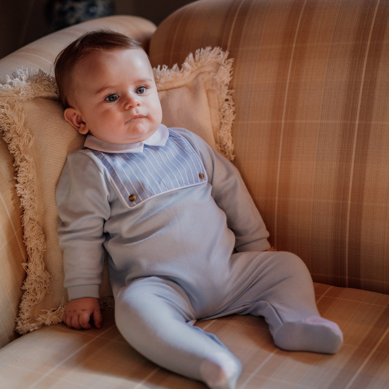 Baby Blue Stripe & Blue All-in-one