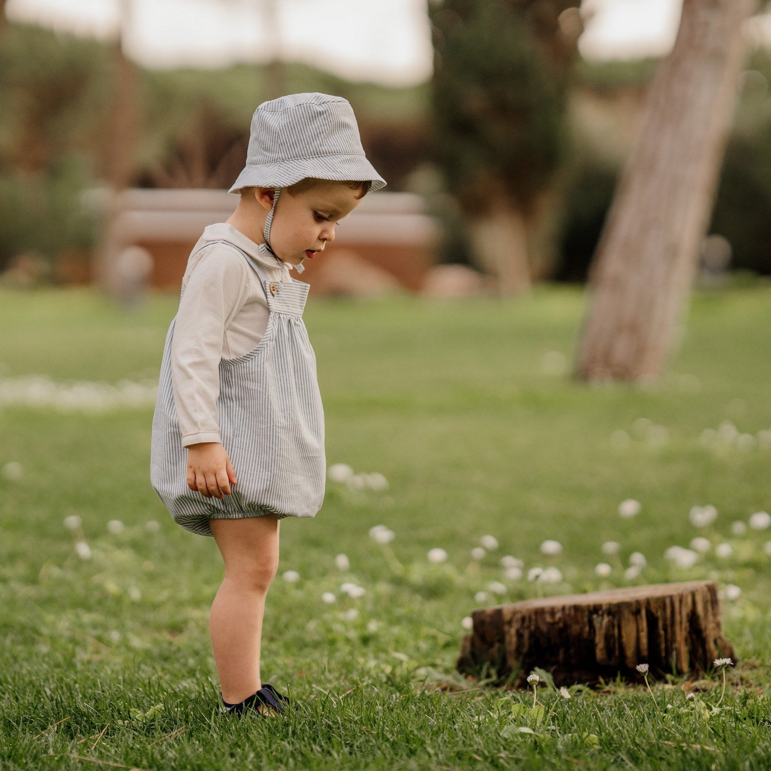 Baby Green Stripe Oxford Hat