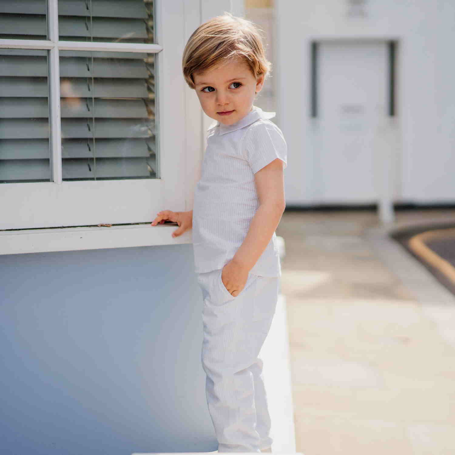 Baby Cream Stripe Seersucker Trousers