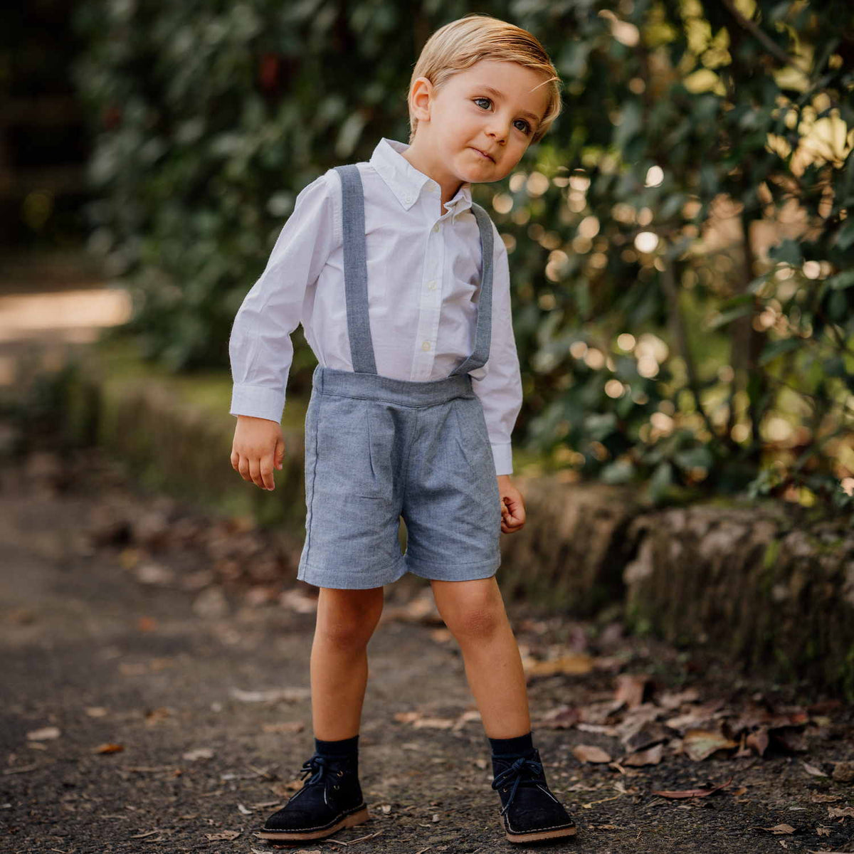 Baby Blue Flannel Shorts with Braces