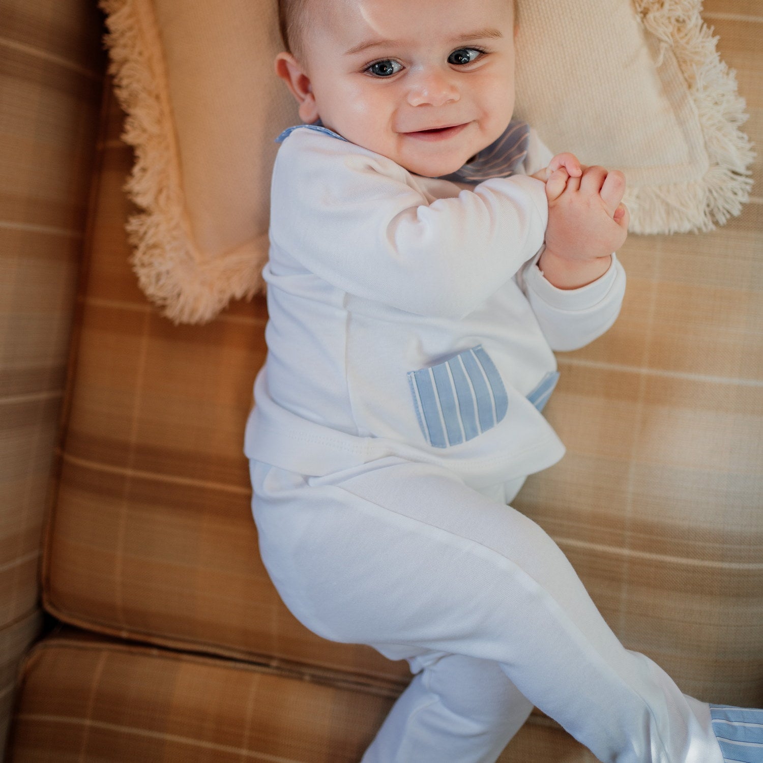 Baby Blue Stripe & White Set