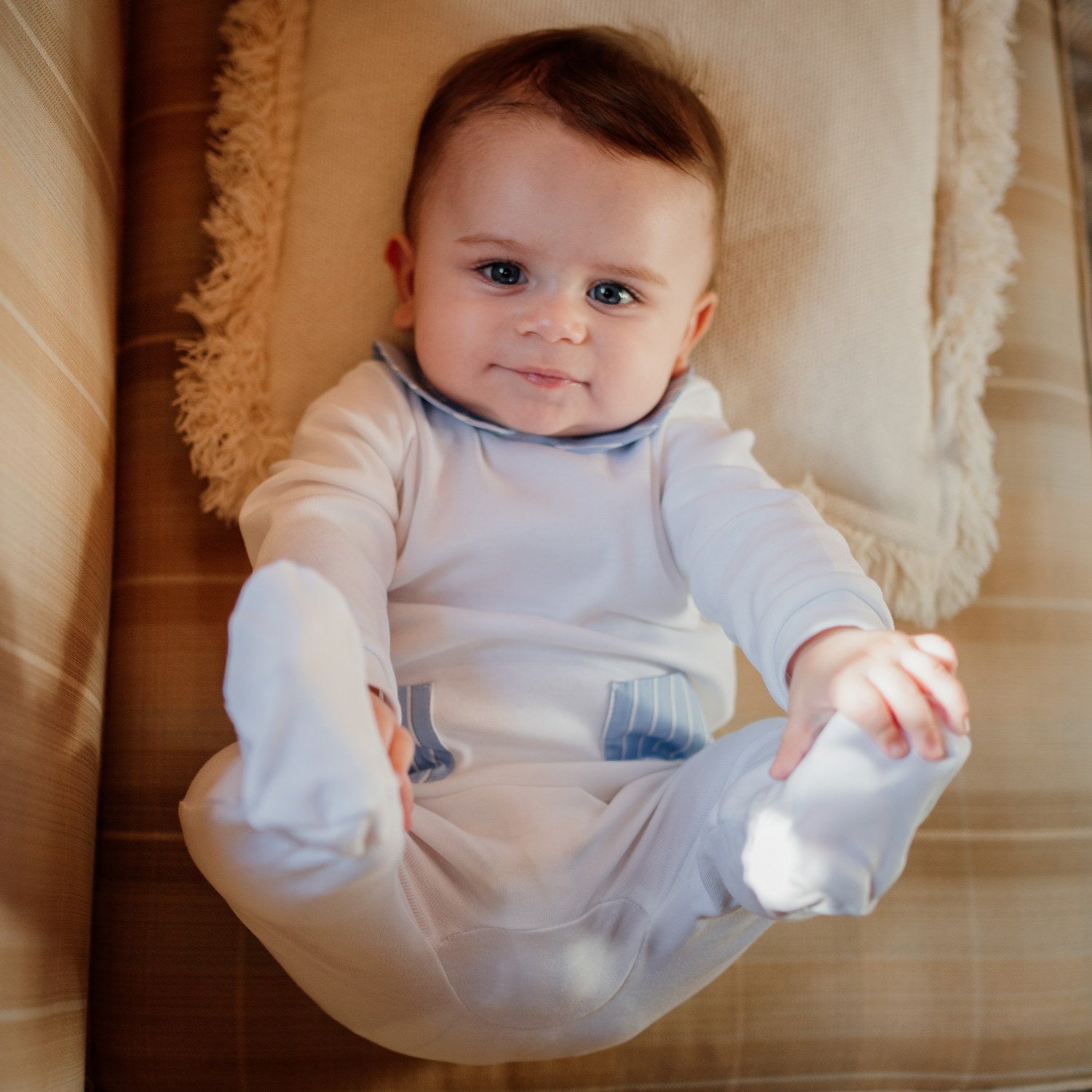 Baby Blue Stripe & White Set