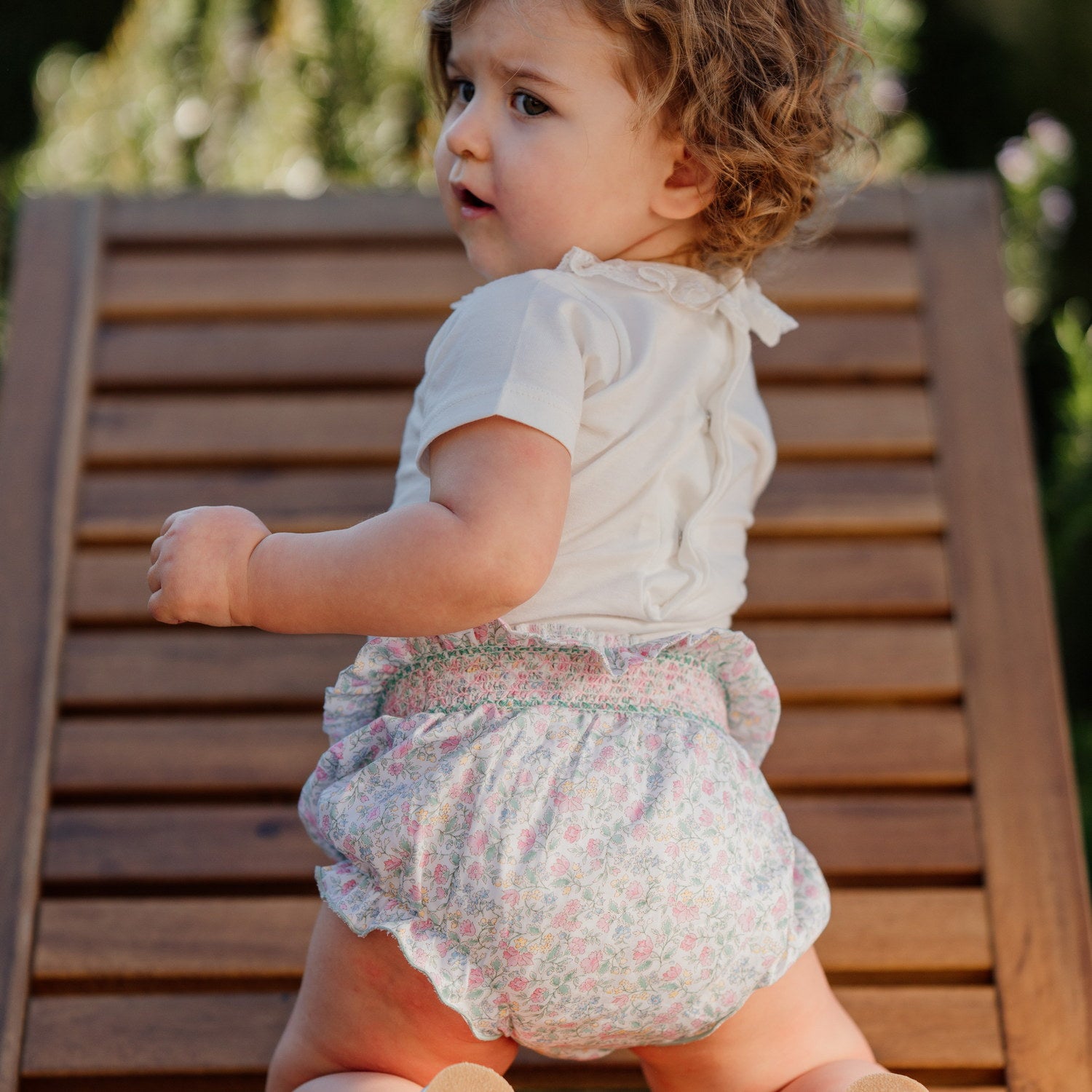 Baby Rosebud Green Hand Smocked Bloomers