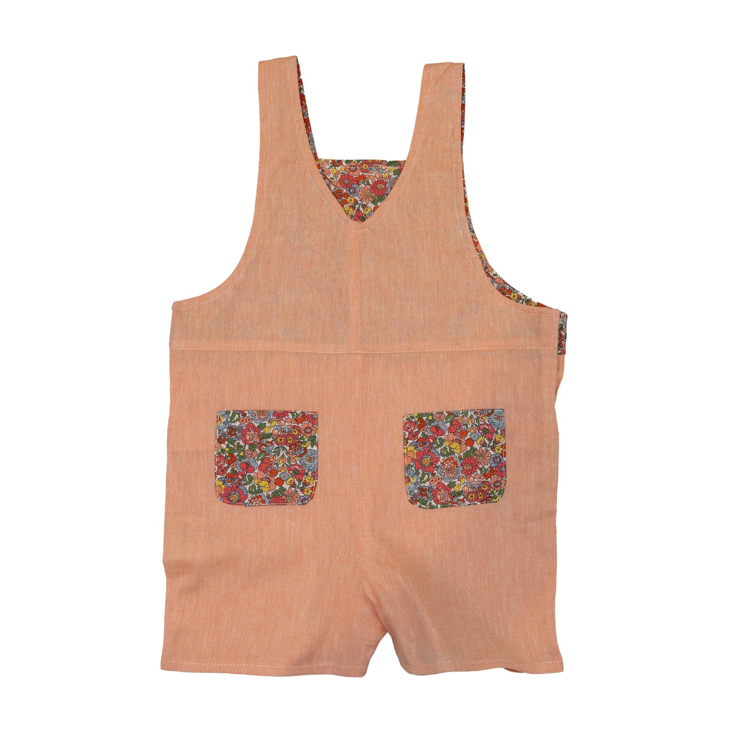 Baby Apricot Sand Linen Dungarees