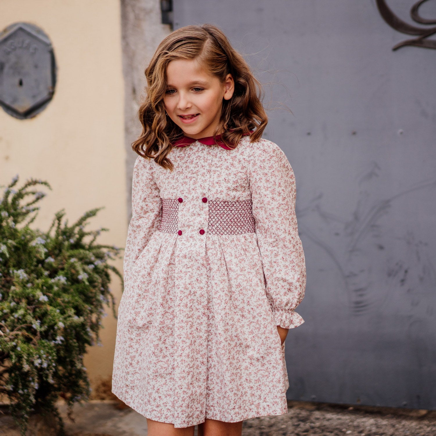 Girl Whispering Rose Hand Smocked Dress