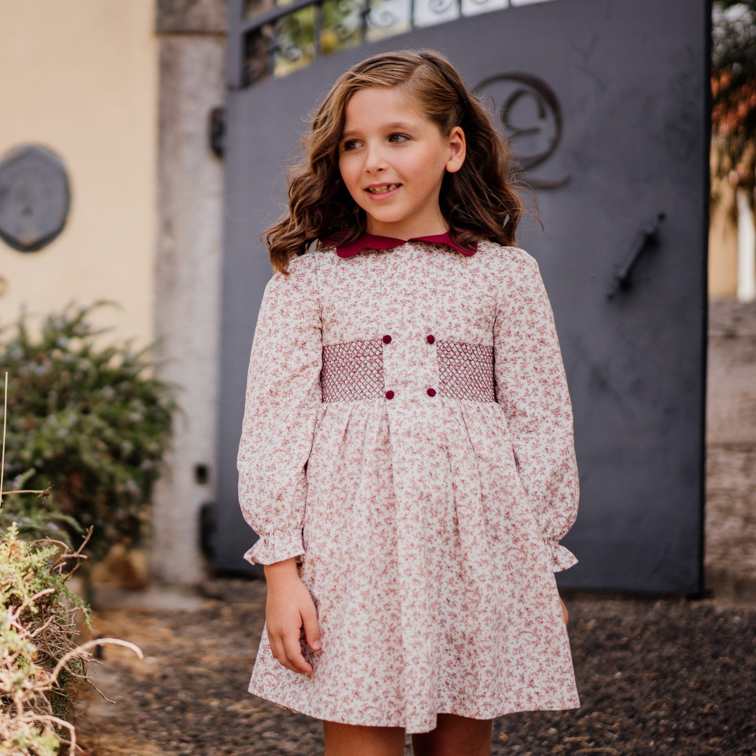 Girl Whispering Rose Hand Smocked Dress