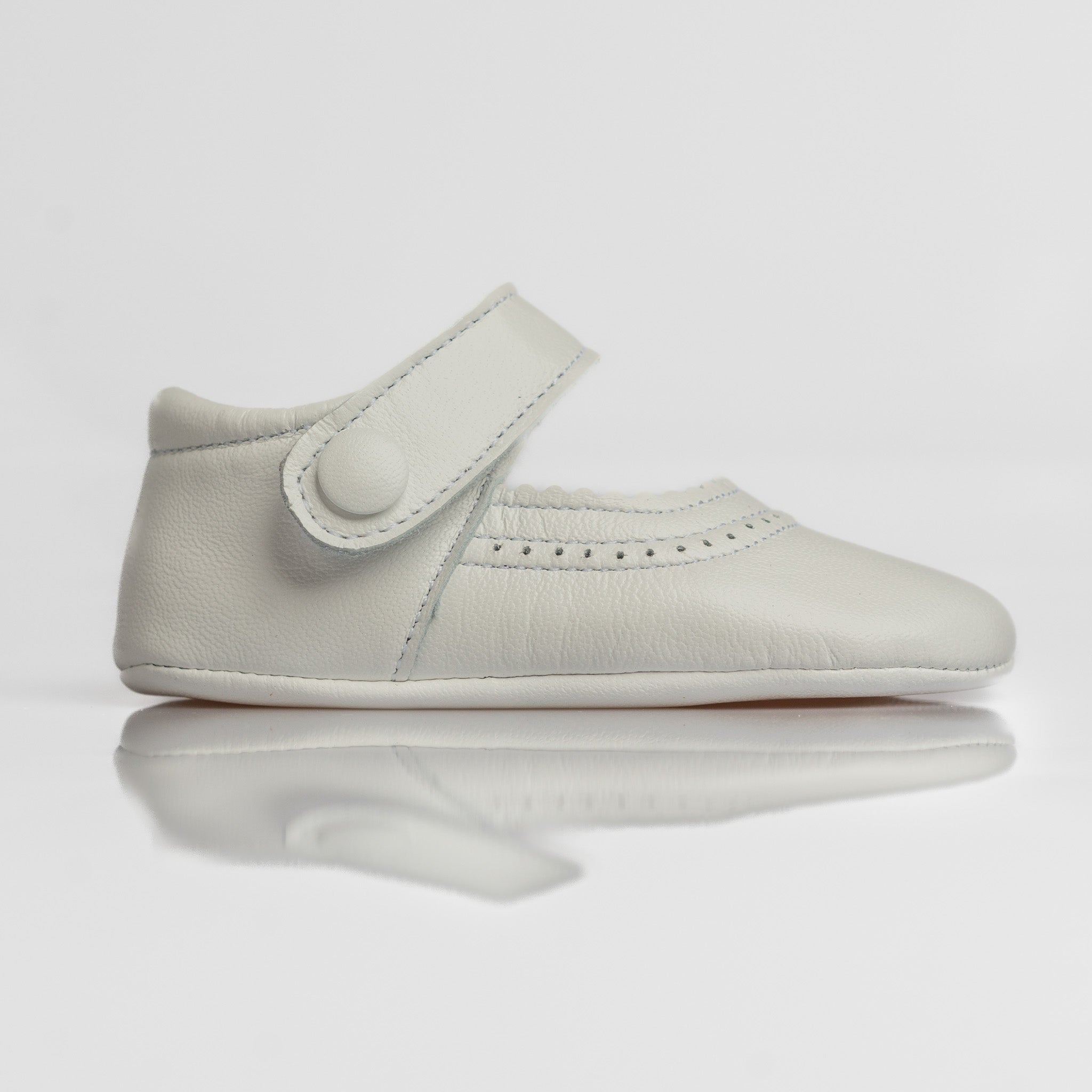 Baby White Leather Mary Jane Pram Shoes
