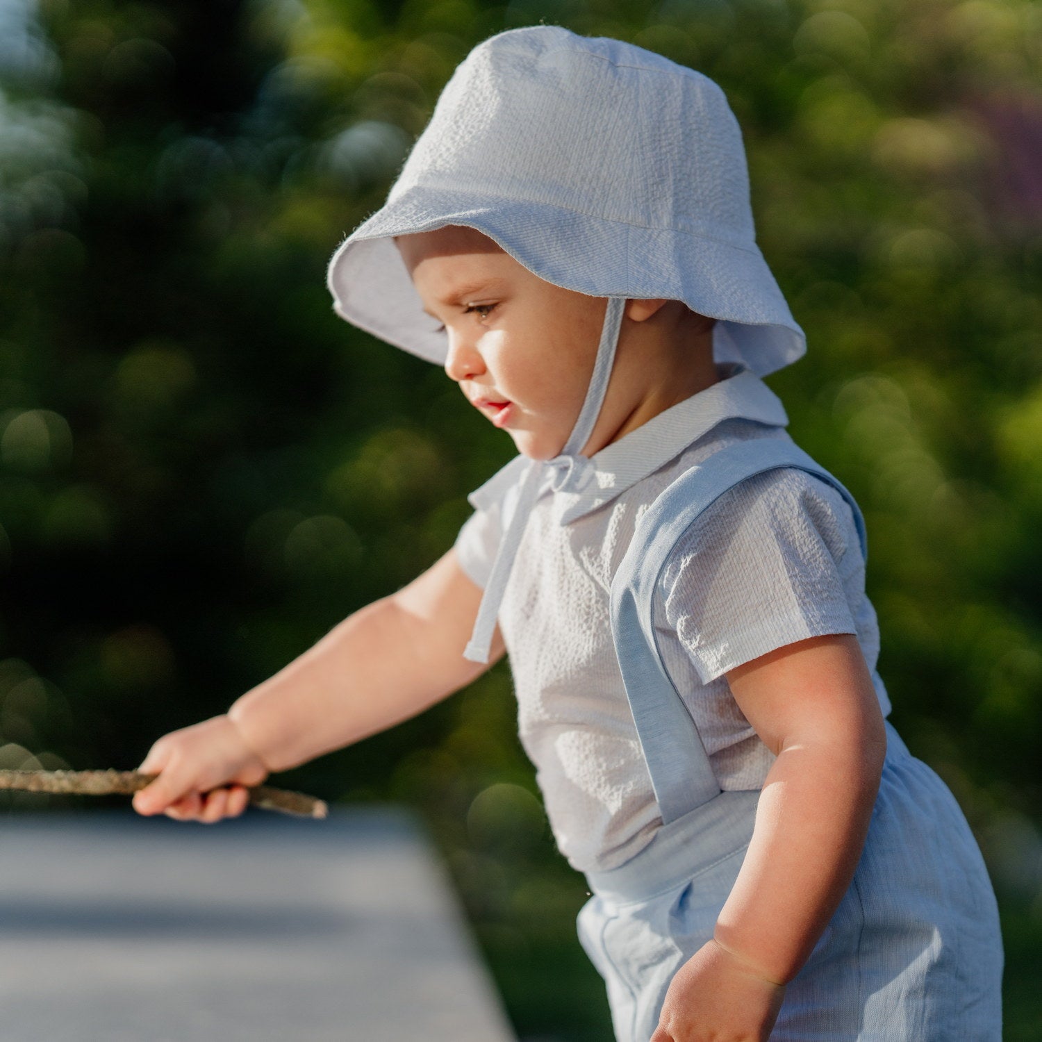 Boy Little Sailor Seersucker Sun Hat