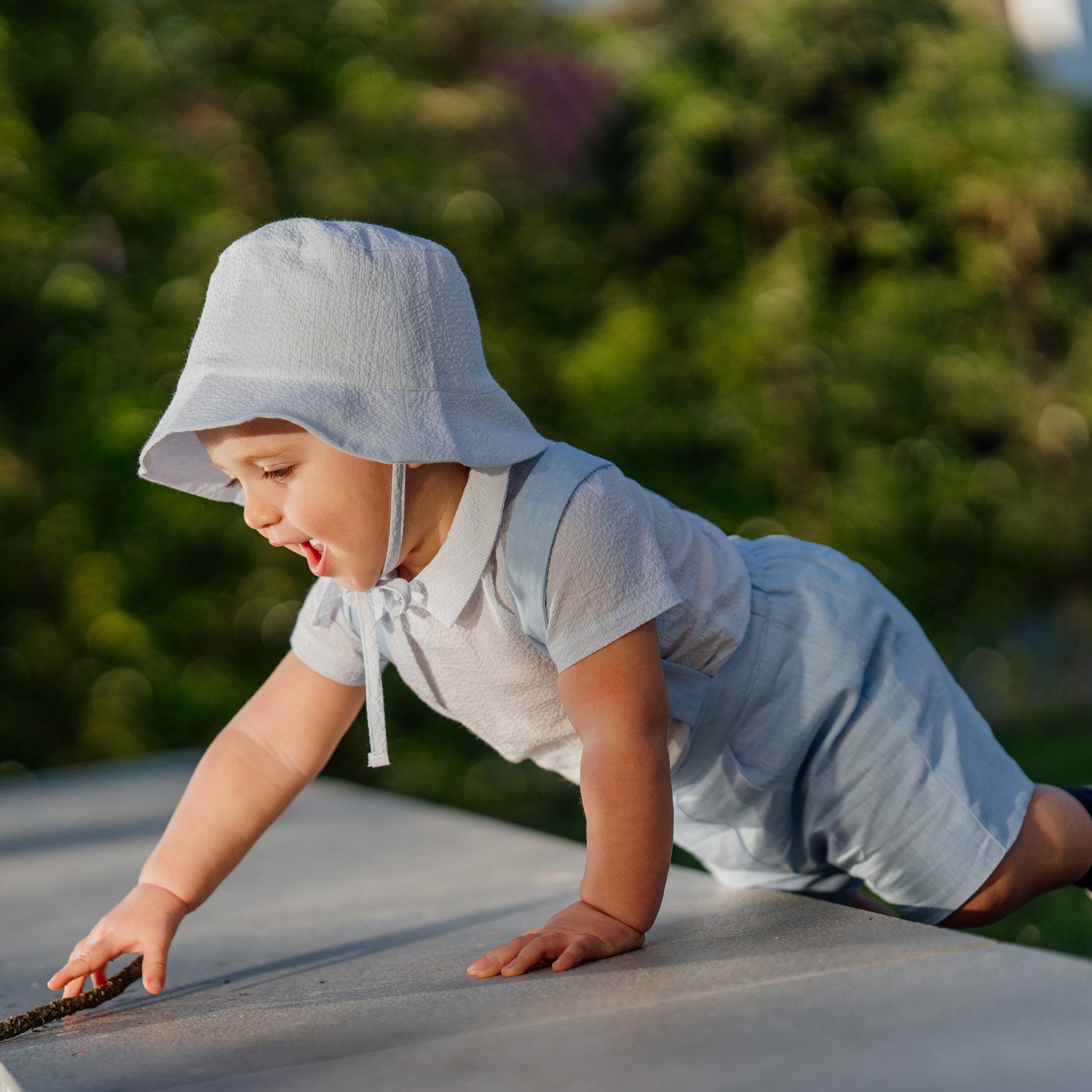 Boy Little Sailor Seersucker Sun Hat