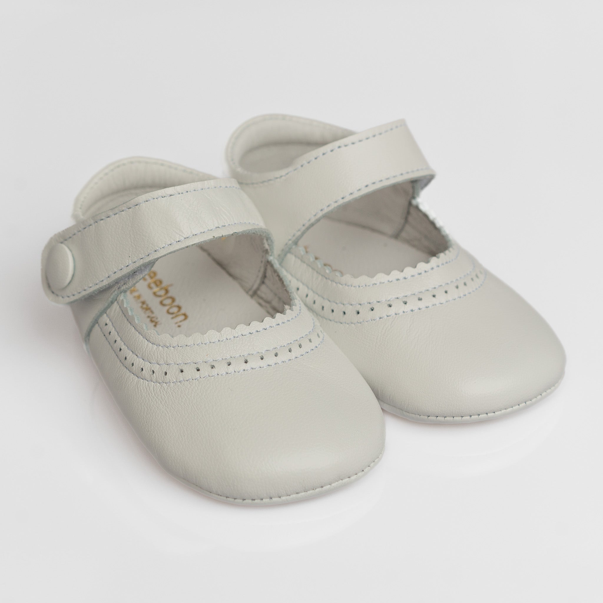 Baby White Leather Mary Jane Pram Shoes