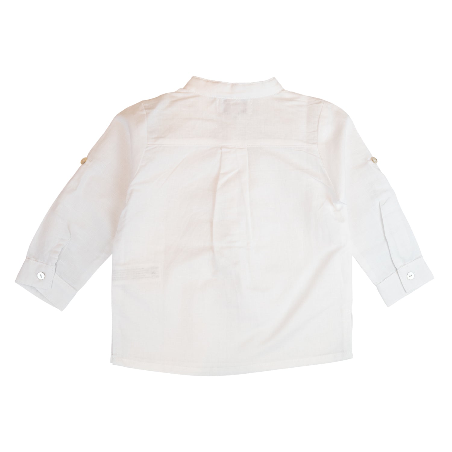 Boy White Linen Mandarin Collar Shirt