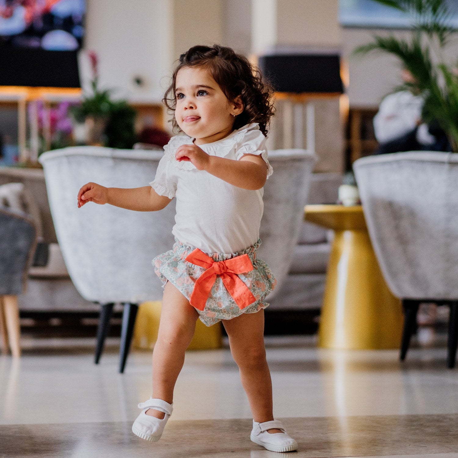 Baby Green & Coral Floral Bloomers