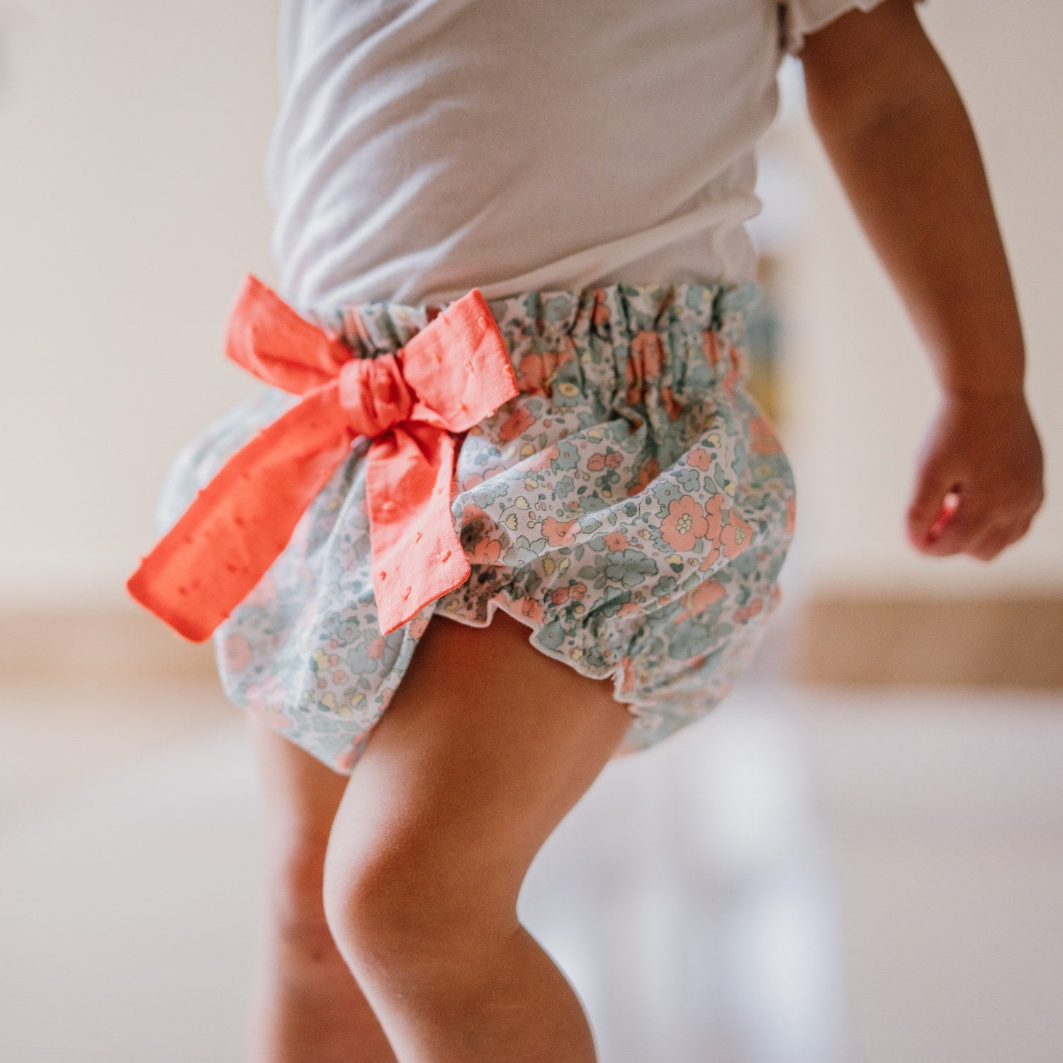 Baby Green & Coral Floral Bloomers