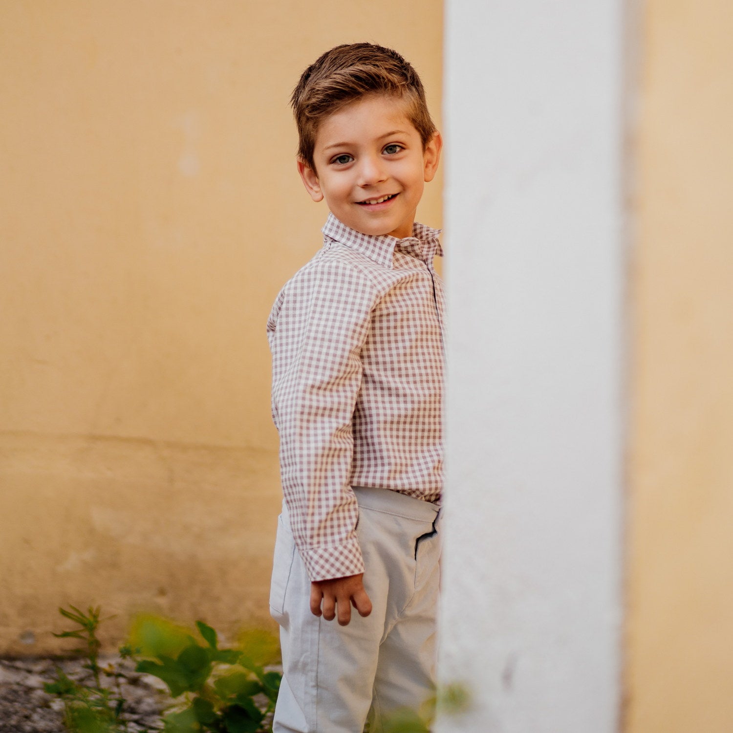 Boy Almond Gingham Shirt