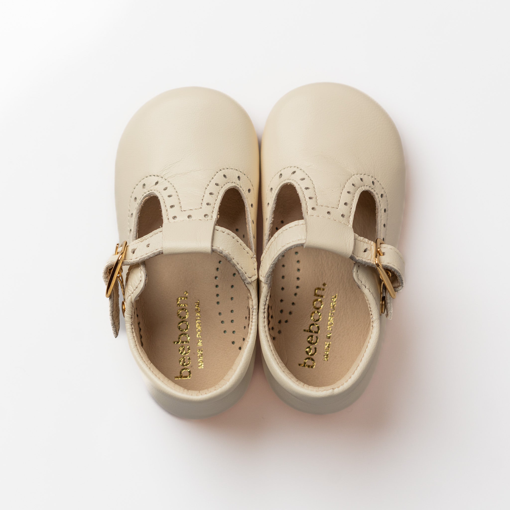 Classic Ivory Leather T-Bar Shoes