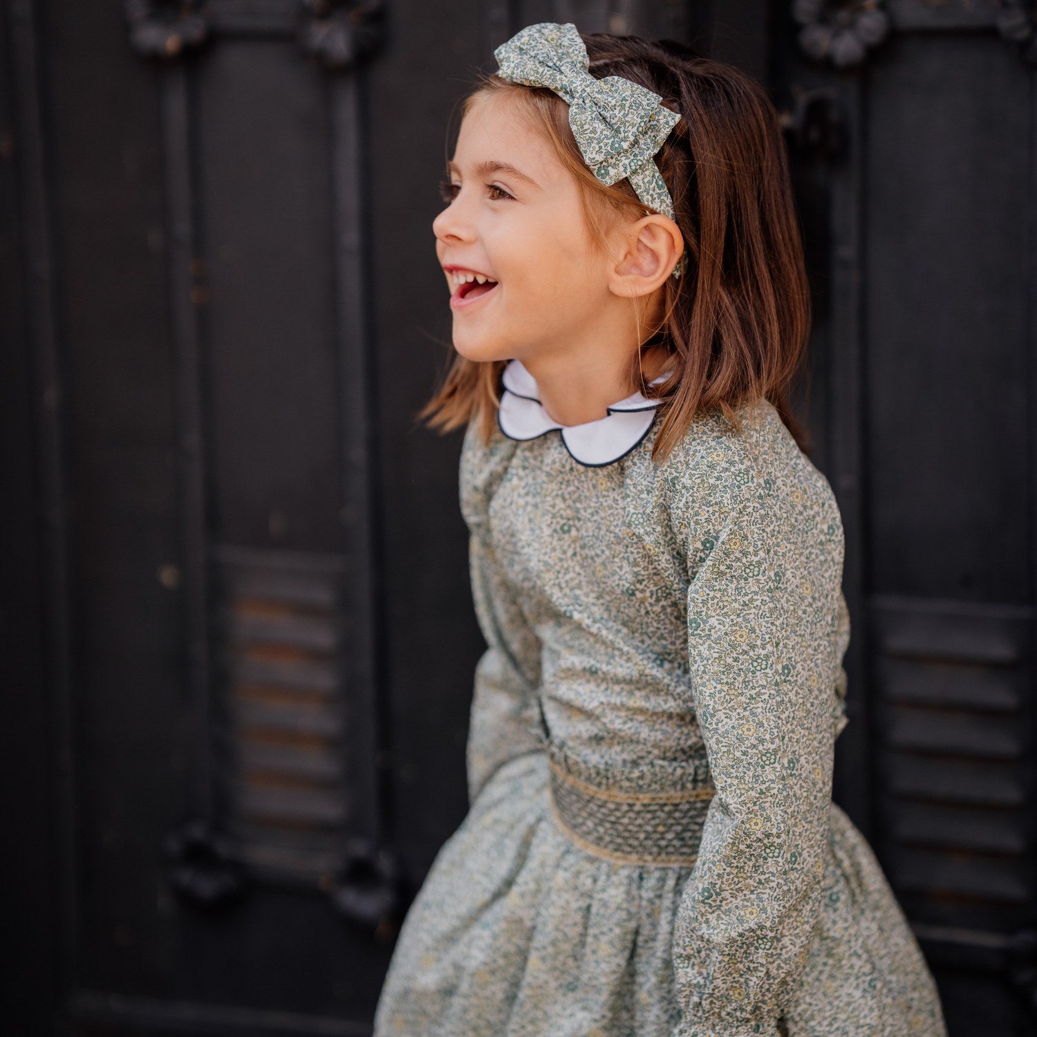 Girl Katie & Millie Green Liberty Blouse