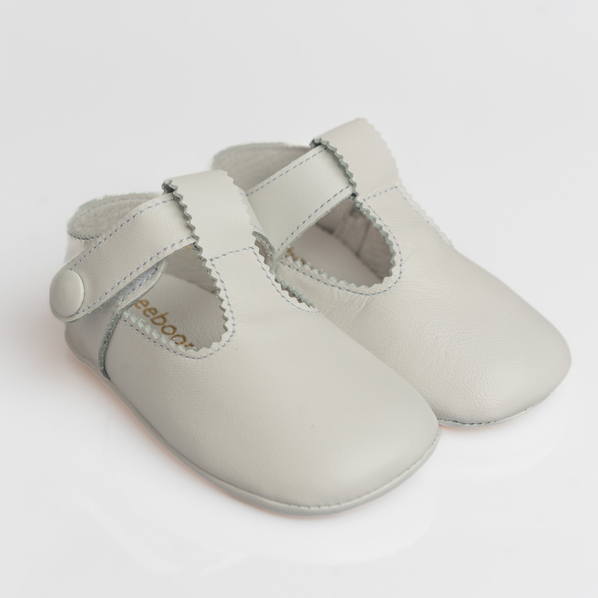 Baby White Leather T-Bar Pram Shoes
