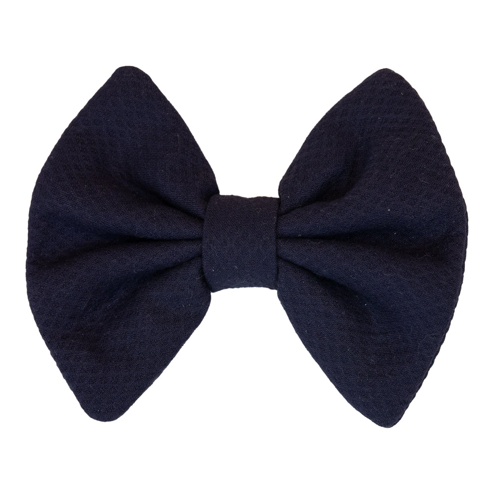 Girl Navy Pique Bow Clip