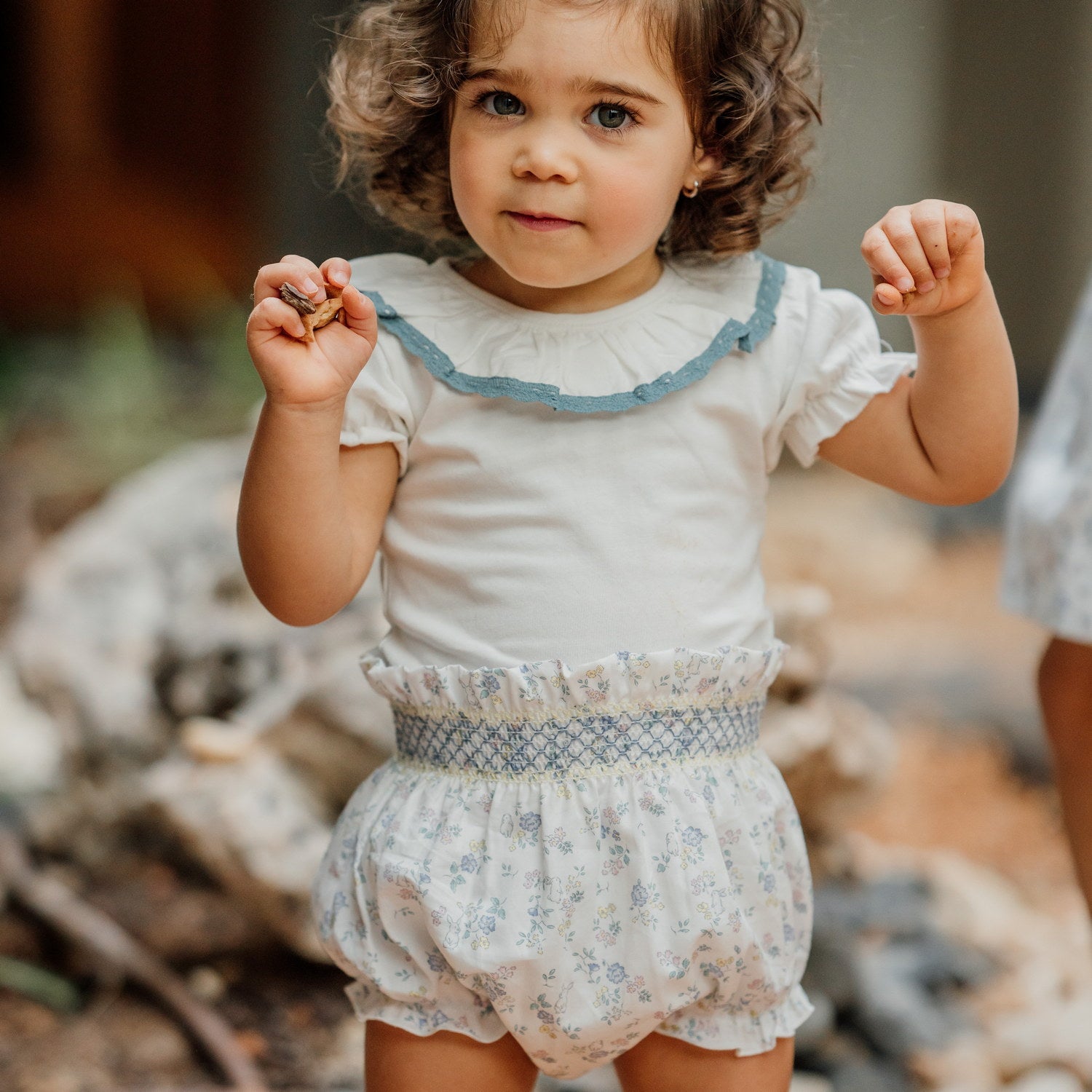 Baby White Bunnies Hand Smocked Bloomers
