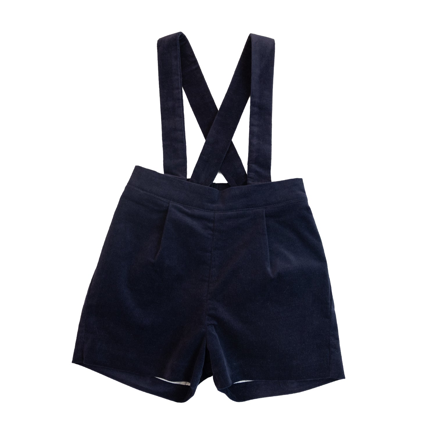 Baby Navy Whisper Cord Shorts with Braces