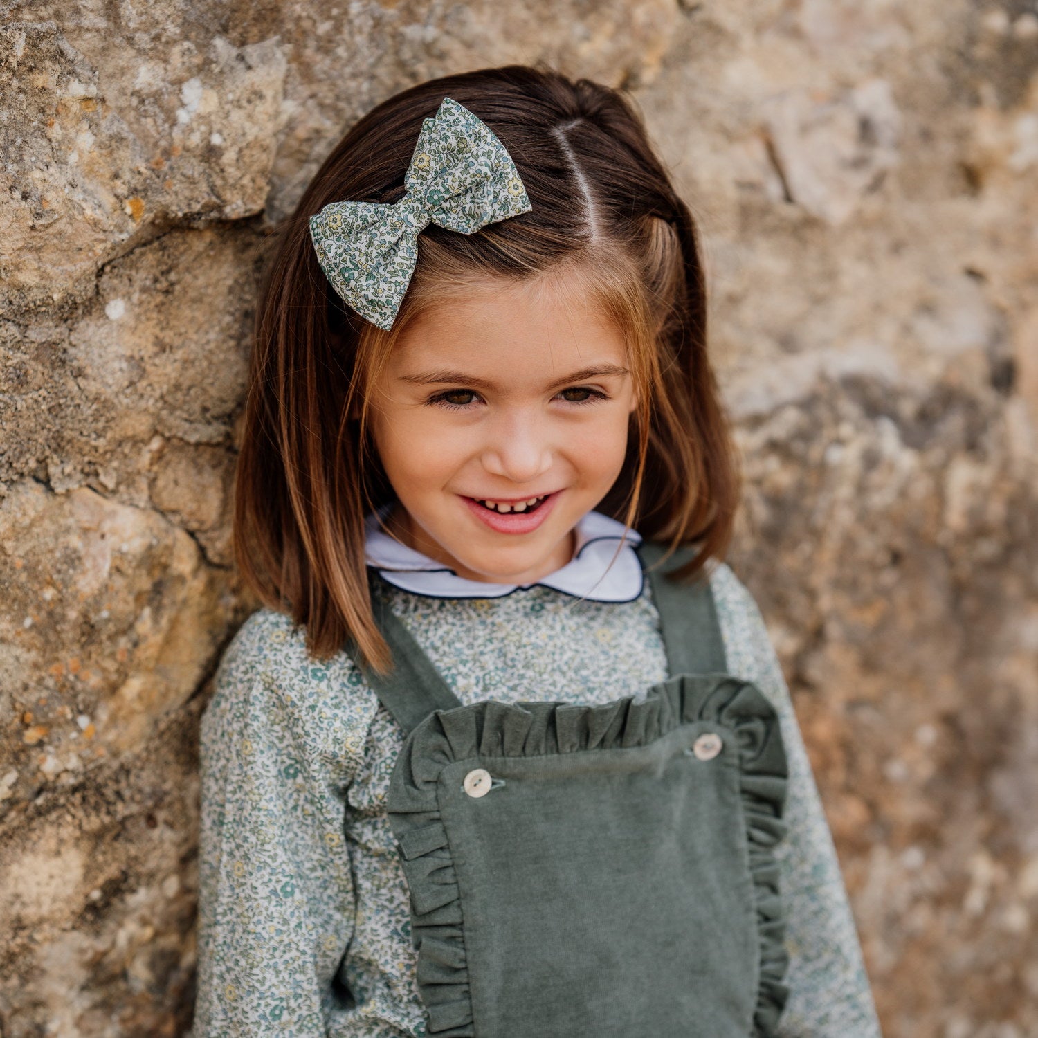 Girl Katie & Millie Green Liberty Bow Clip
