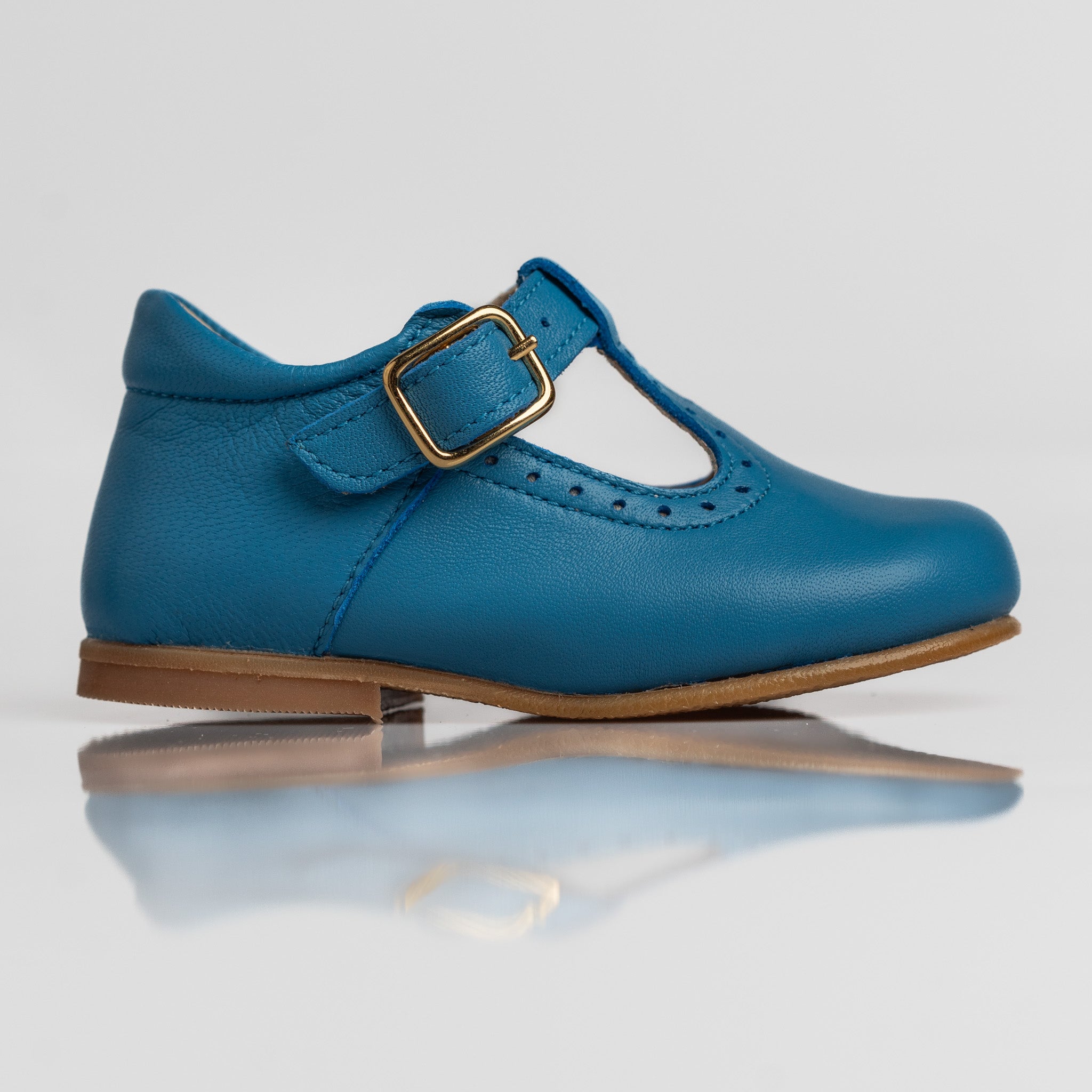 Classic Blue Leather T-Bar Shoes