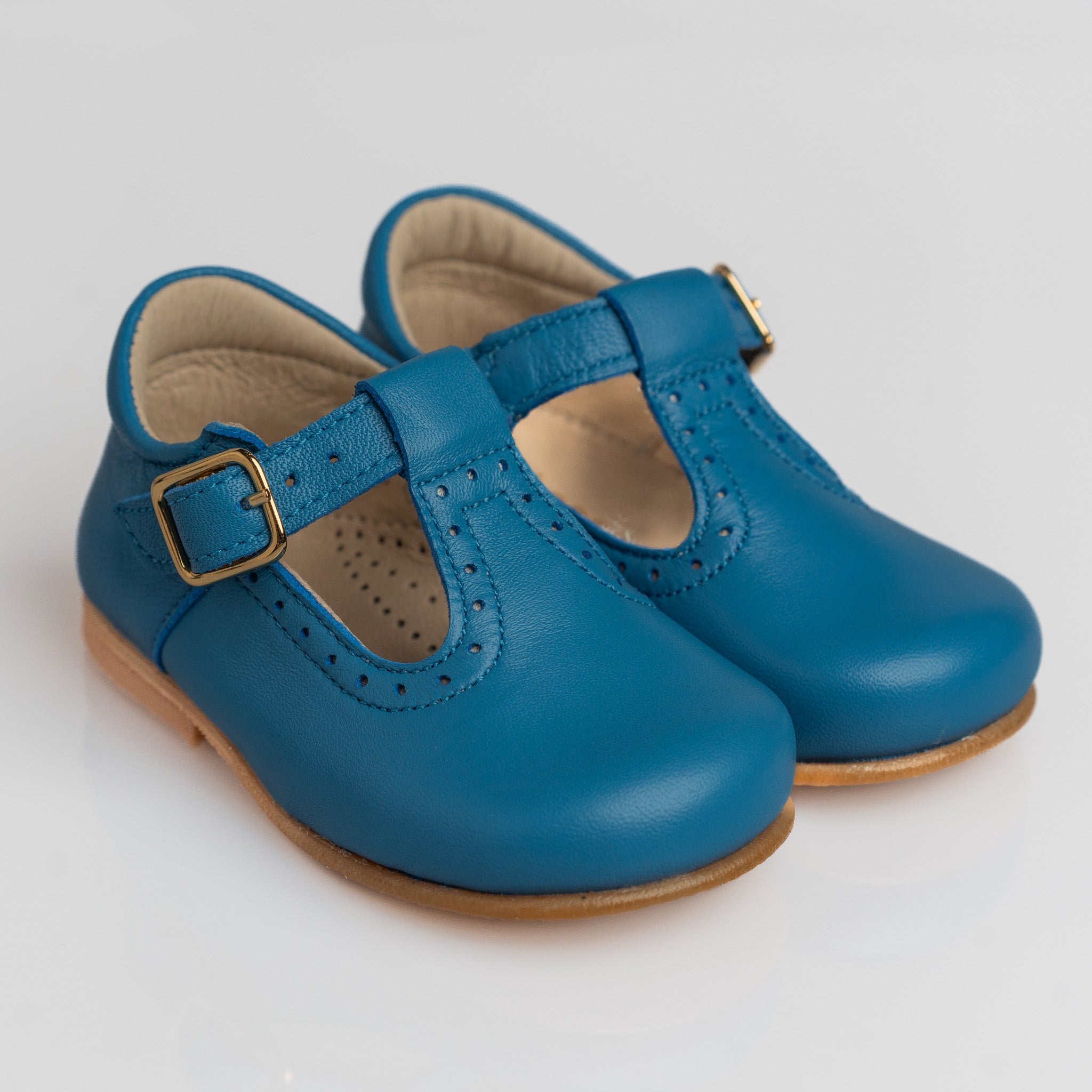 Classic Blue Leather T-Bar Shoes