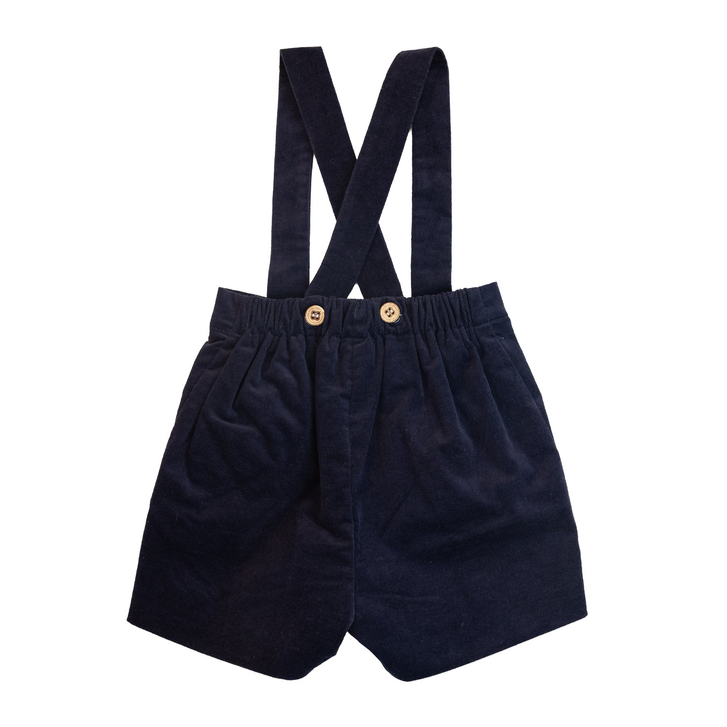 Baby Navy Whisper Cord Shorts with Braces