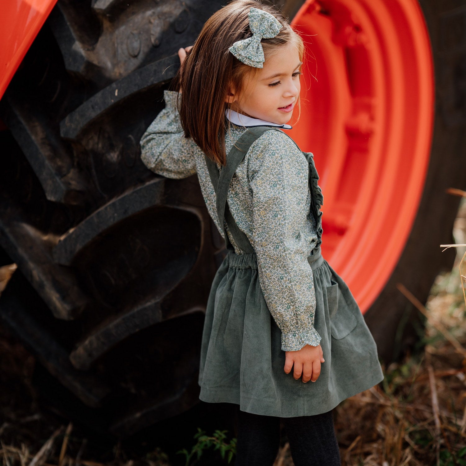 Girl Sage Fields Cord Pinafore Skirt