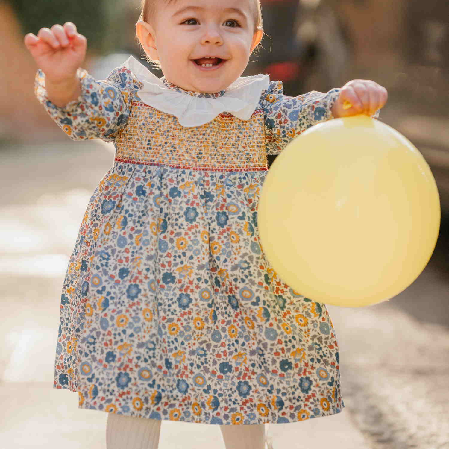 Girl D'Anjo Liberty Hand Smocked Dress