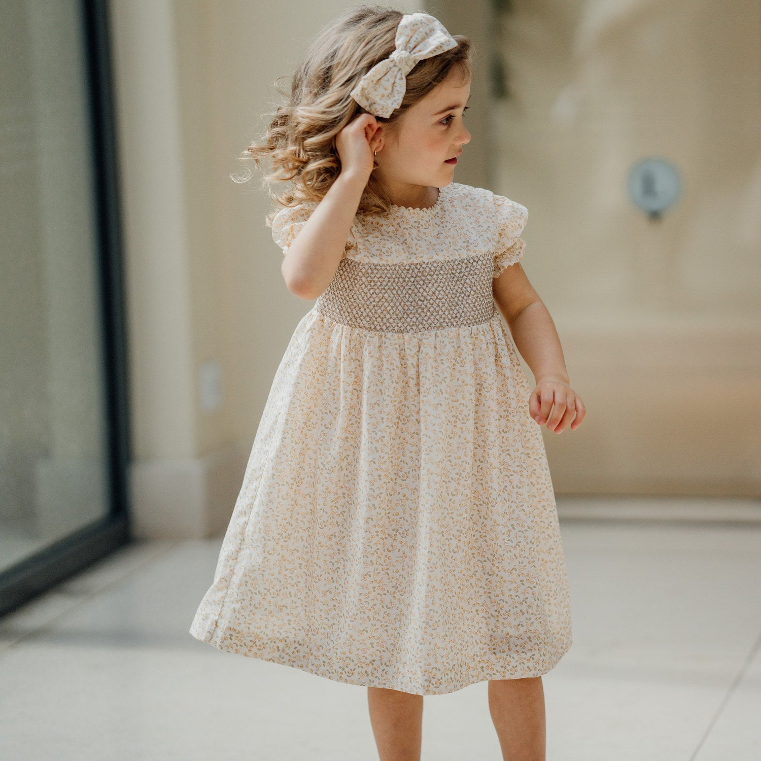Girl Sand Cherries Hand Smocked Dress