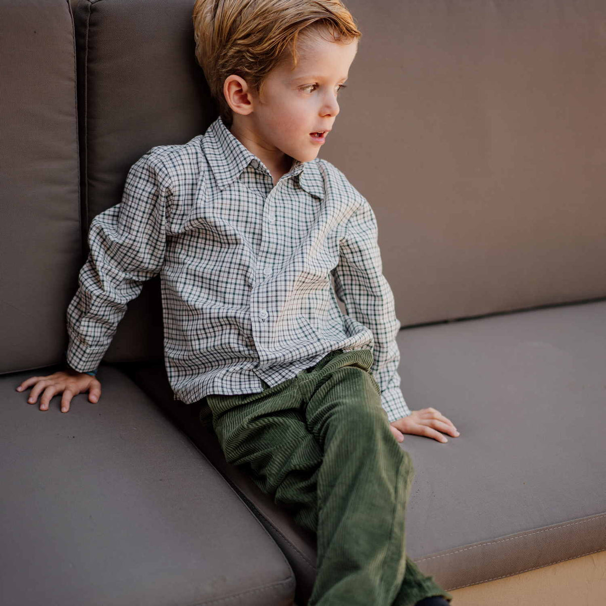 Boy Green Check Shirt