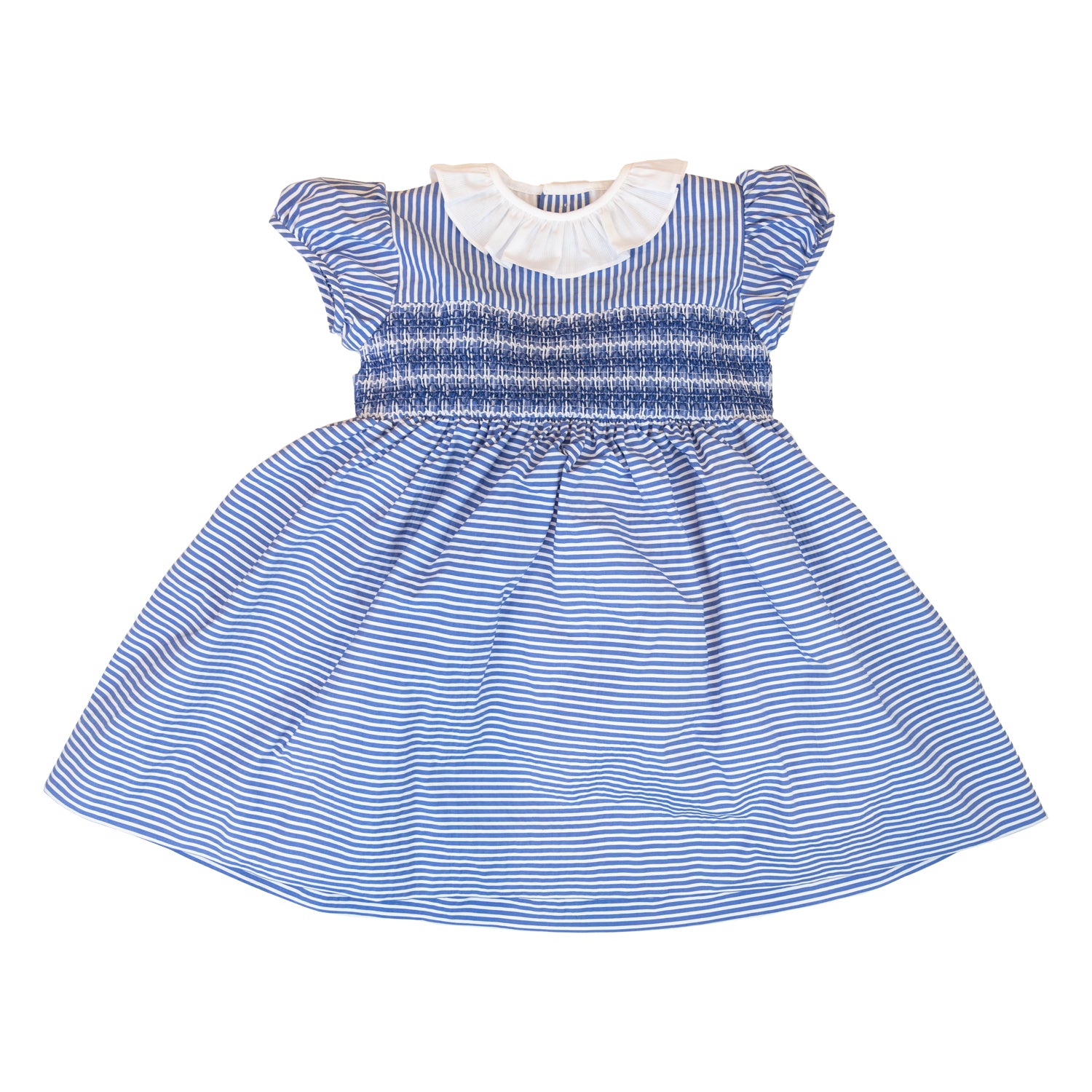 Girl Blue Stripes Hand Smocked Dress
