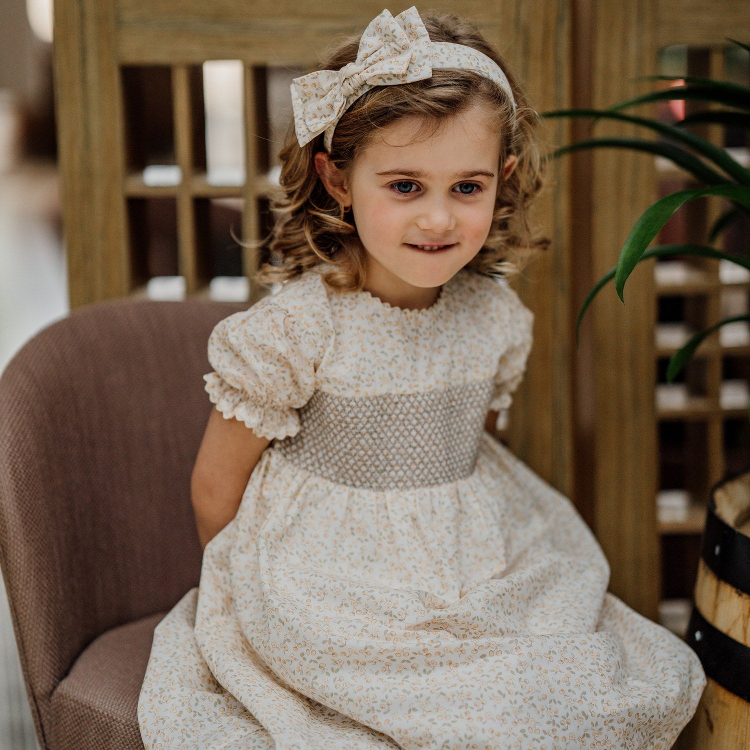 Girl Sand Cherries Hand Smocked Dress