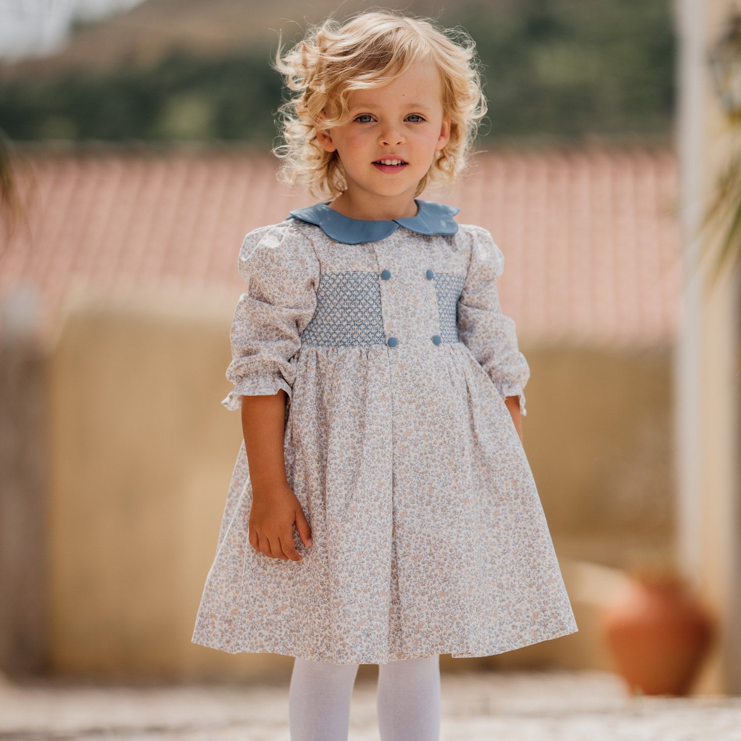 Girl Greywood Bloom Hand Smocked Dress