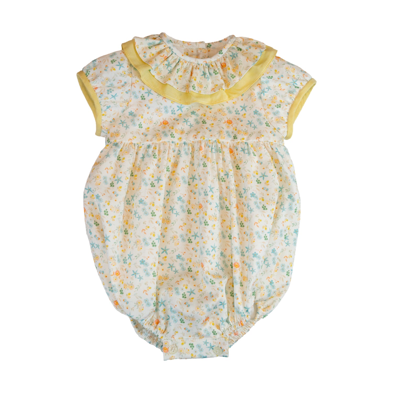 Baby Girl Yellow & Sky Blue Floral Romper