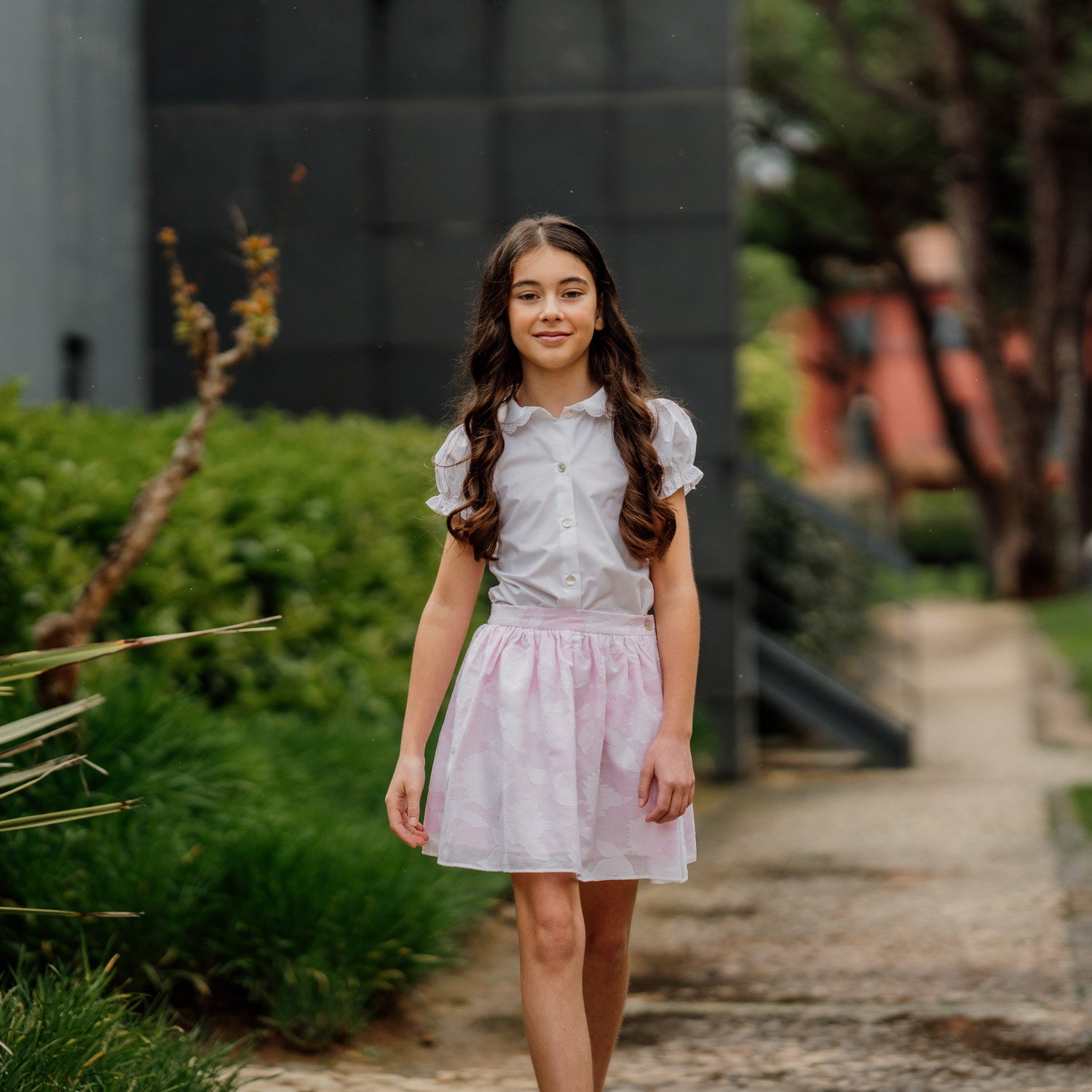 Girl White Embroidery Skirt