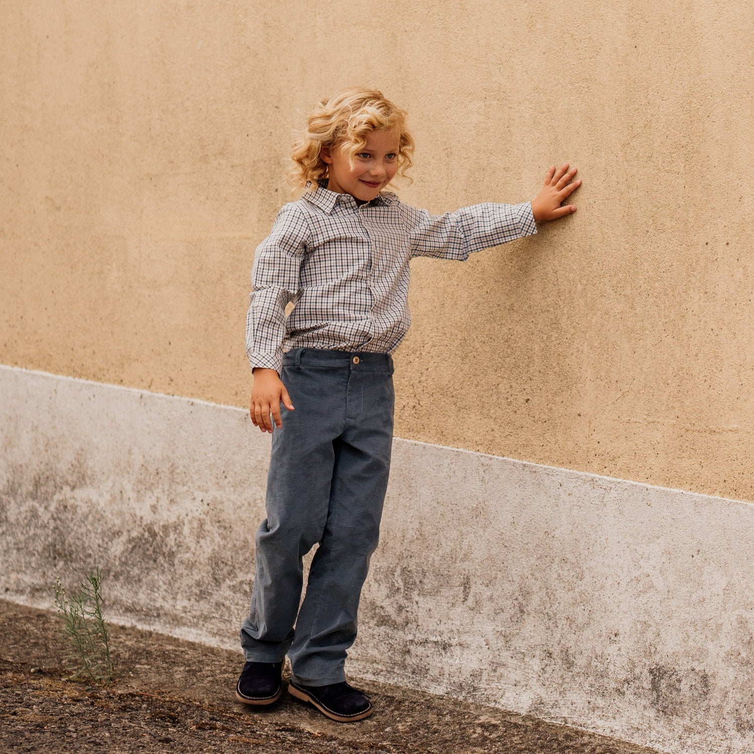 Boy Navy Check Shirt
