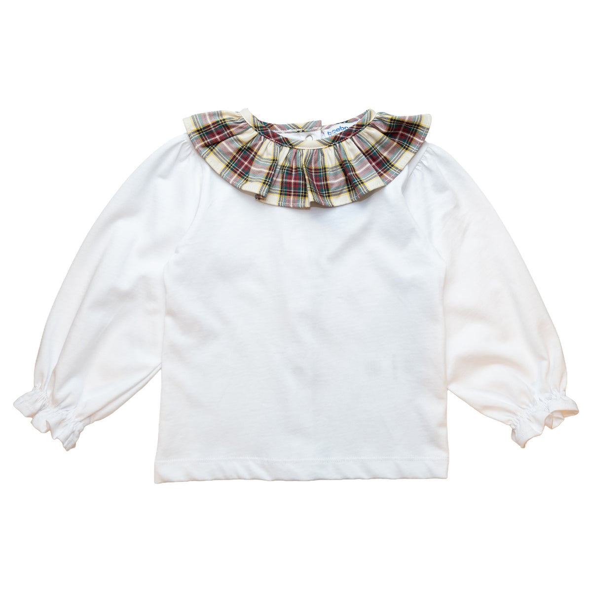 Girl Burgundy & Cream Tartan Jersey Blouse