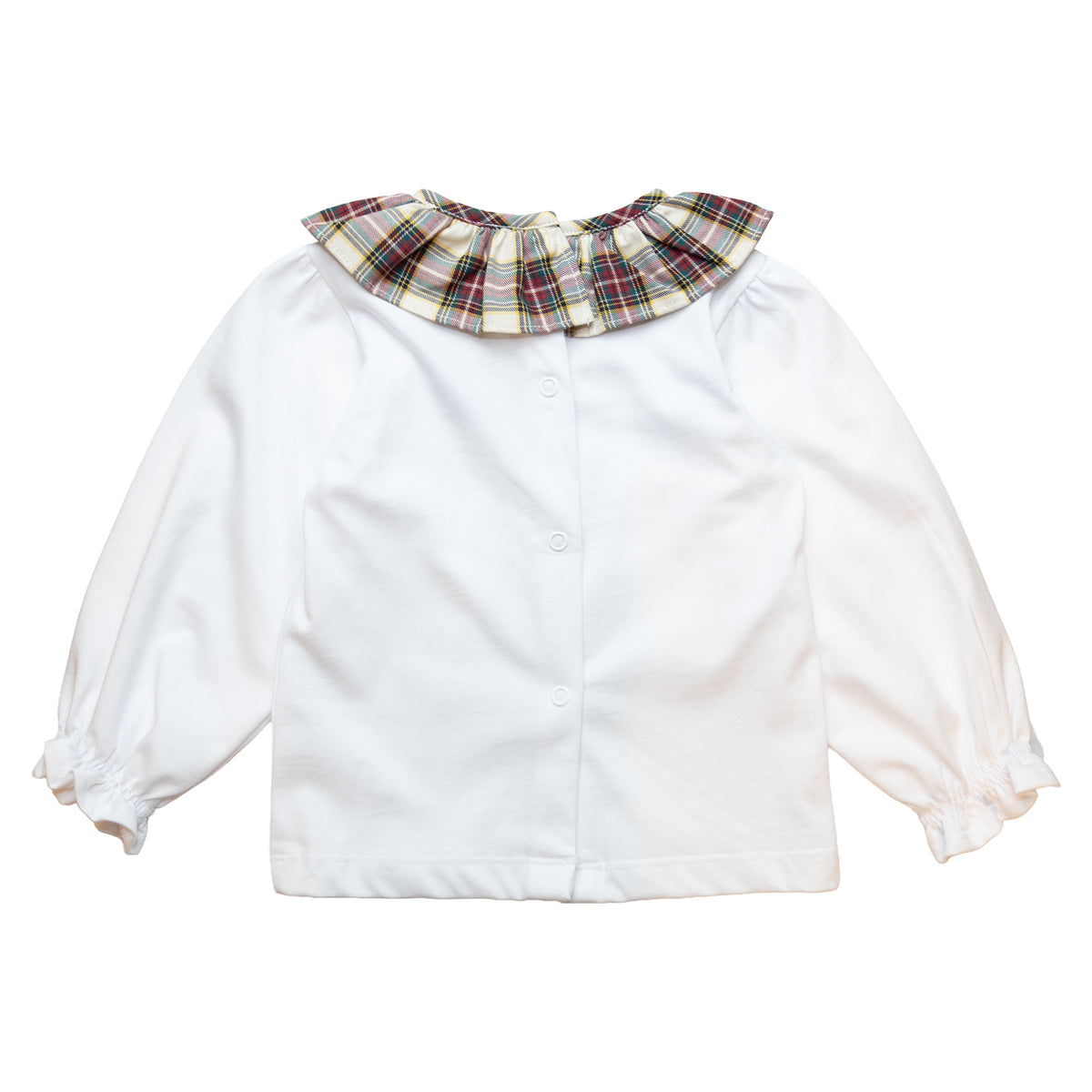 Girl Burgundy & Cream Tartan Jersey Blouse