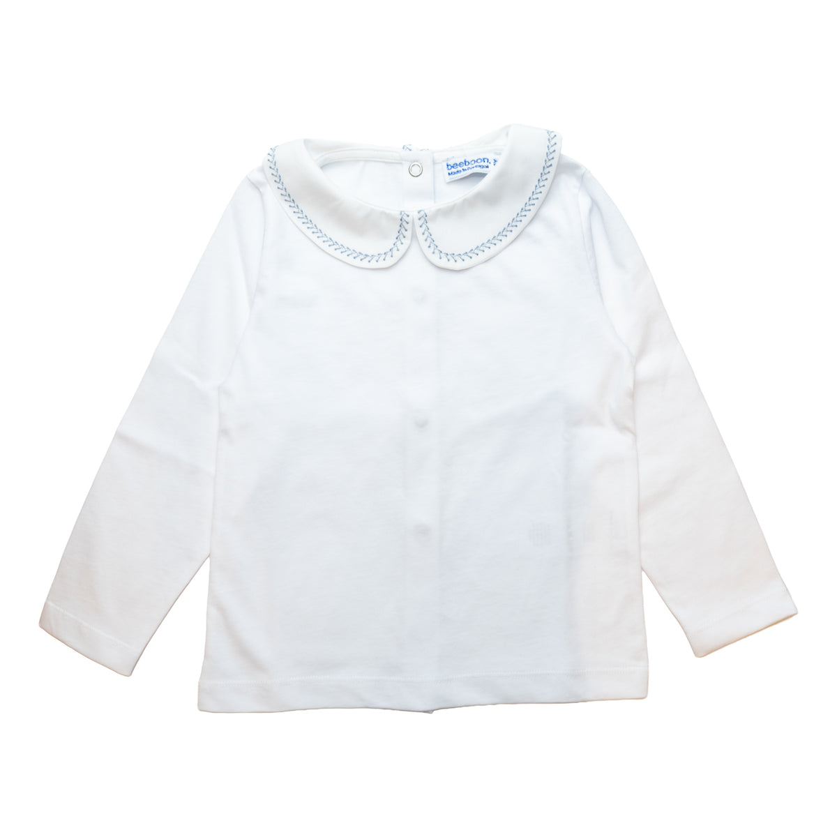 Girl Jersey Blouse with Blue Embroidery